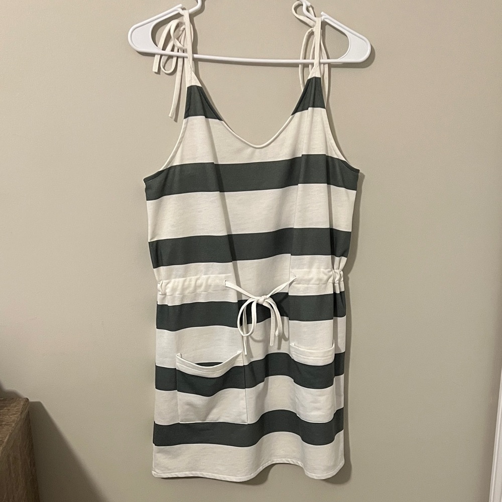 Striped Sleeveless Dress with Pockets